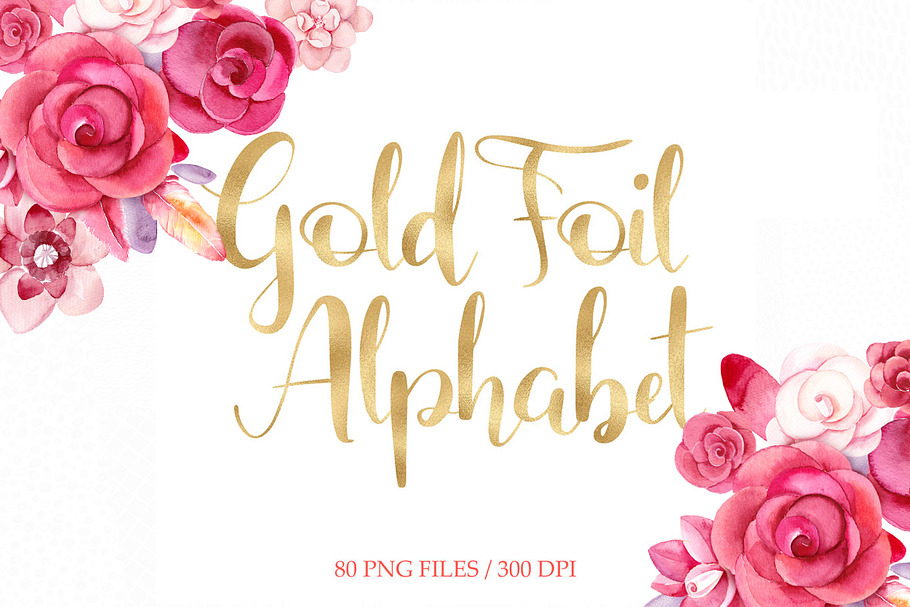 Gold foil alphabet clipart