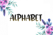  Black watercolor alphabet clipart