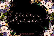 Rose gold glitter alphabet clipart