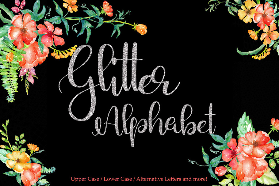 Silver glitter alphabet clipart