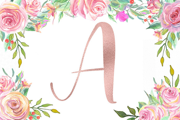 Rose gold foil alphabet clip art in Objects - product preview 1