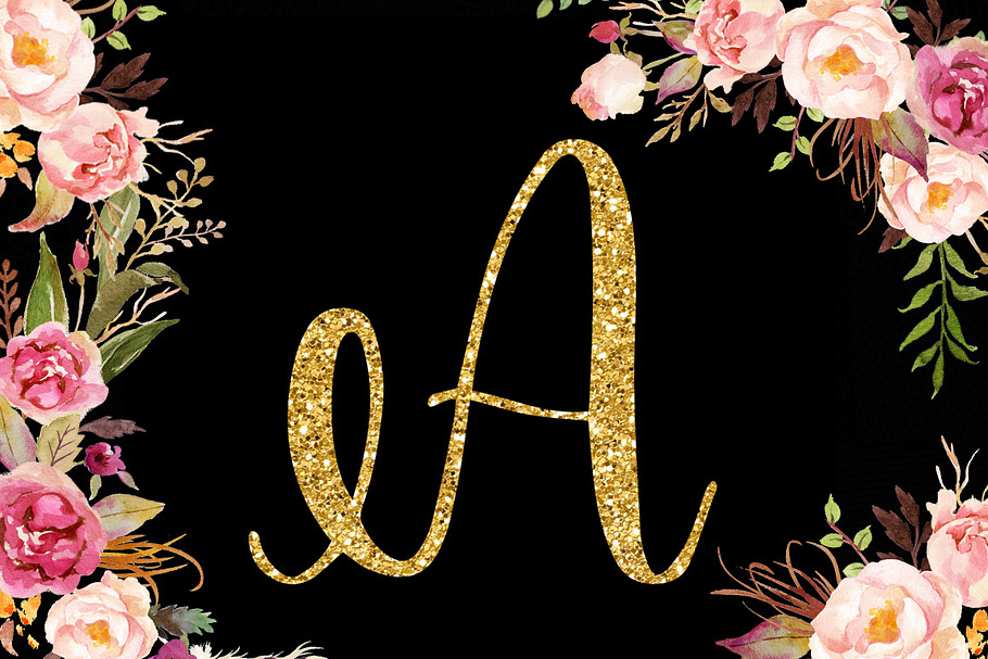  Gold glitter alphabet clipart in Objects - product preview 8