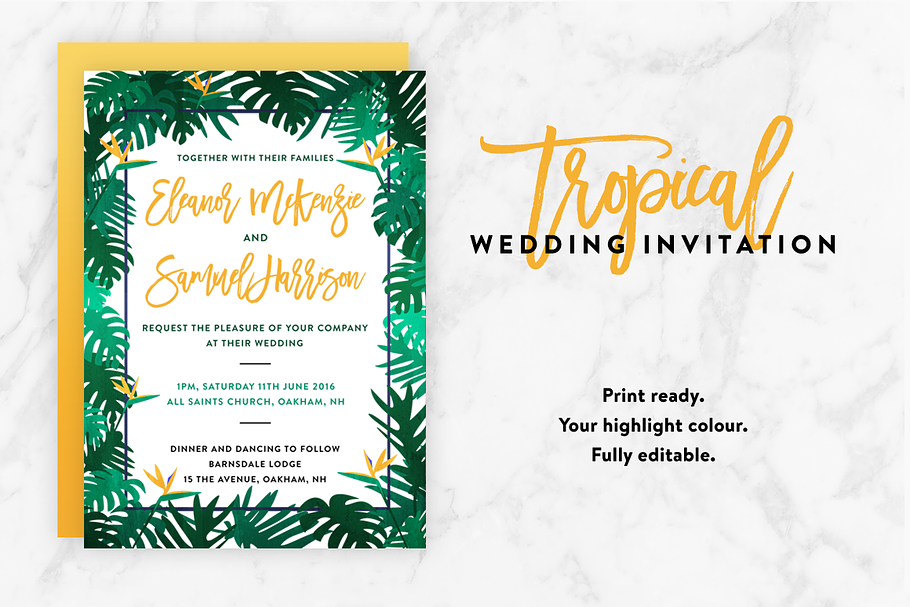 Tropical Wedding Invite in Wedding Templates - product preview 8