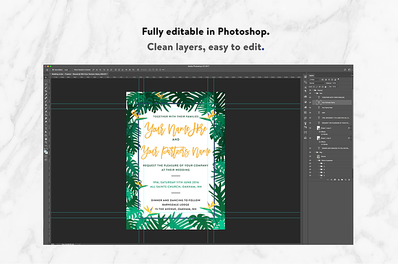 Tropical Wedding Invite in Wedding Templates - product preview 3