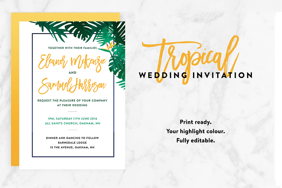 Tropical Wedding Invite in Wedding Templates - product preview 8