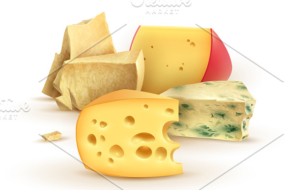Cheese Realistic Set in Illustrations - product preview 1