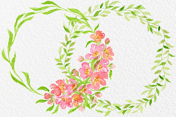 Watercolor Floral Wreaths in Illustrations - product preview 1