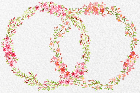 Watercolor Floral Wreaths in Illustrations - product preview 2