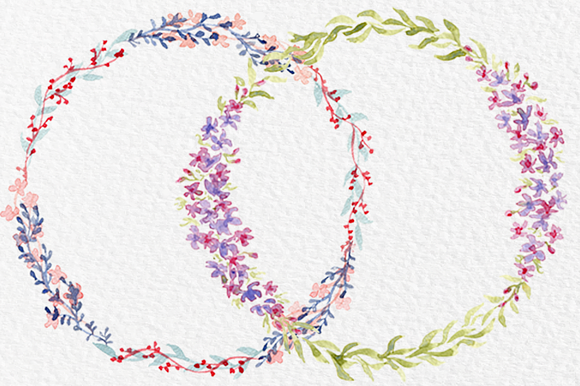 Watercolor Floral Wreaths in Illustrations - product preview 3
