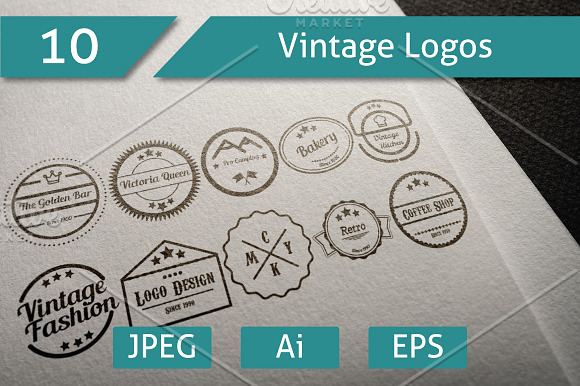 10 Vintage Logos Collection in Logo Templates - product preview 1