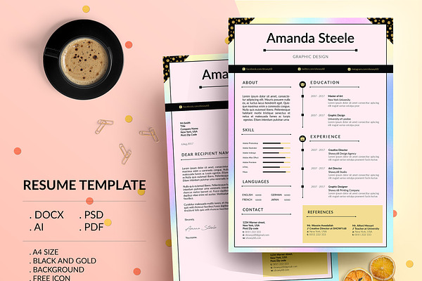  Holographic CV Resume Template / N 