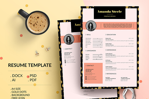 Gold Dot CV Resume Template / N