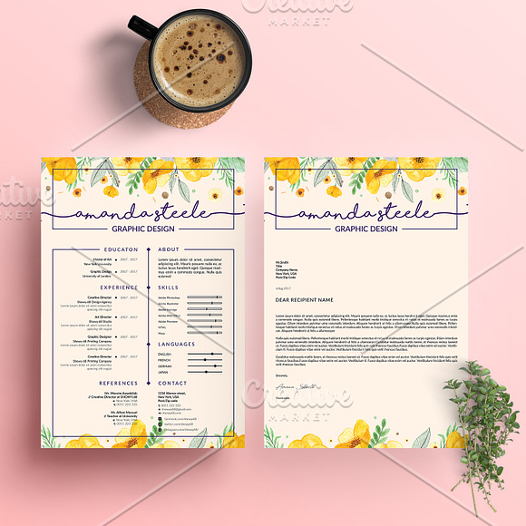 Floral CV / Resume Template /N in Resume Templates - product preview 3