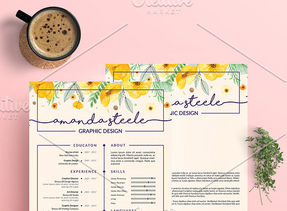 Floral CV / Resume Template /N in Resume Templates - product preview 4