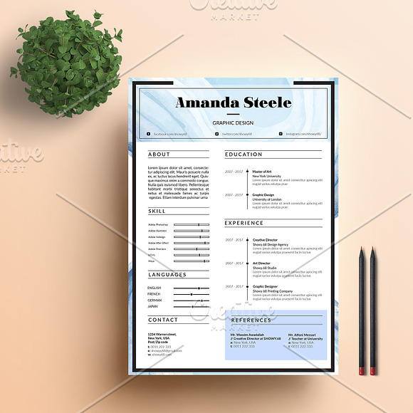 Water color CV / Resume Template / N in Resume Templates - product preview 1