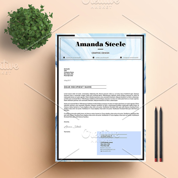 Water color CV / Resume Template / N in Resume Templates - product preview 2