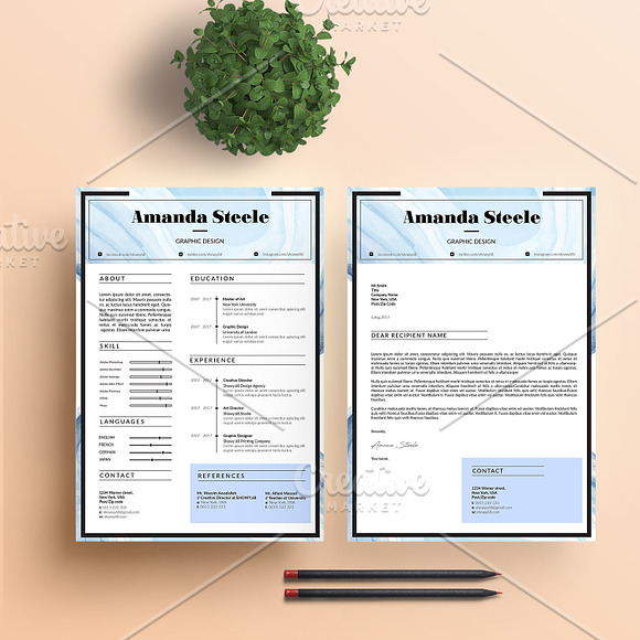 Water color CV / Resume Template / N in Resume Templates - product preview 3