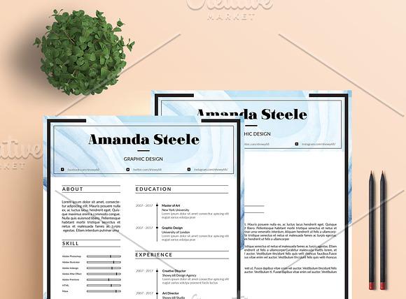 Water color CV / Resume Template / N in Resume Templates - product preview 4