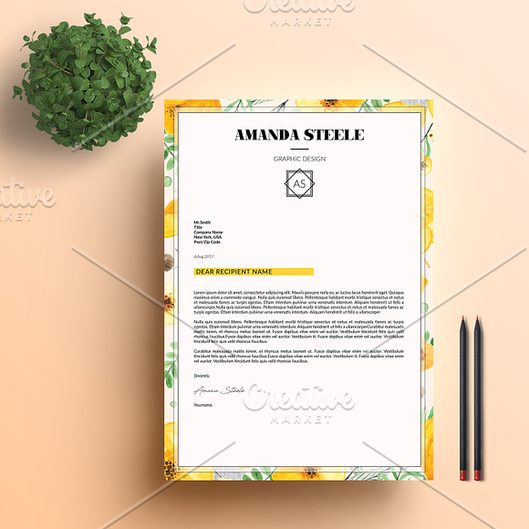 Floral CV / Resume Template / N  in Resume Templates - product preview 2