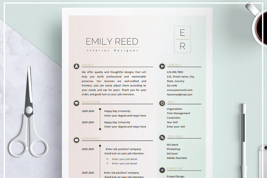 Resume/ CV Template- Soft Pastel  in Templates - product preview 8