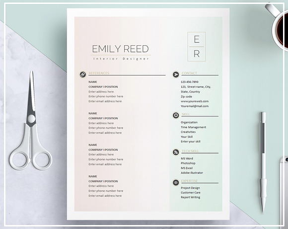 Resume/ CV Template- Soft Pastel  in Templates - product preview 2