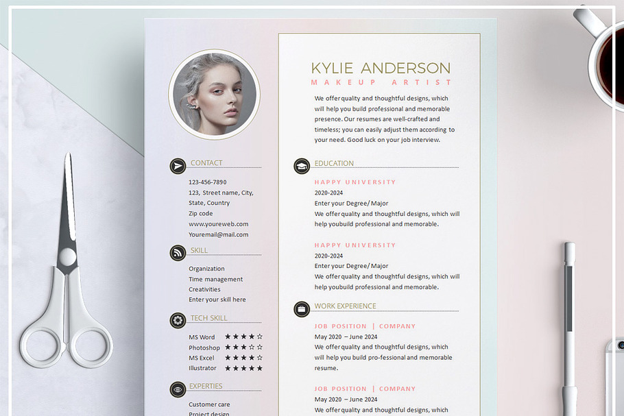 Resume Template/ Cover Letter Pastel in Templates - product preview 8