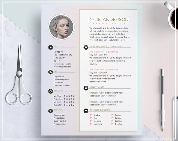 Resume Template/ Cover Letter Pastel in Templates - product preview 1