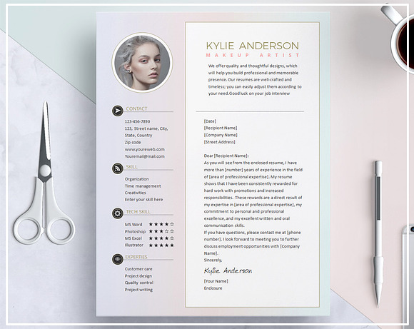 Resume Template/ Cover Letter Pastel in Templates - product preview 3