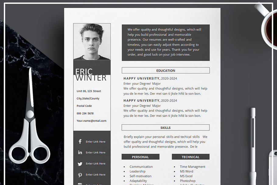 Resume/ CV Template + Cover Letter in Templates - product preview 8