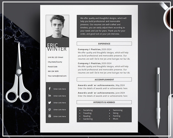 Resume/ CV Template + Cover Letter in Templates - product preview 1