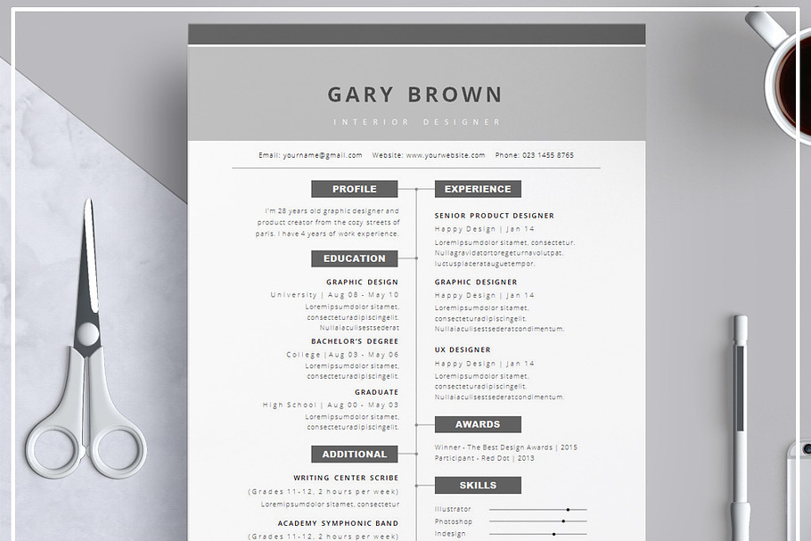 Resume Template/ Cover Letter/ Grey