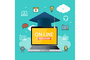 Education Online Concept. Vector