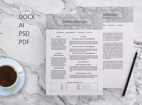 Marble CV / Resume Template / M in Resume Templates - product preview 1
