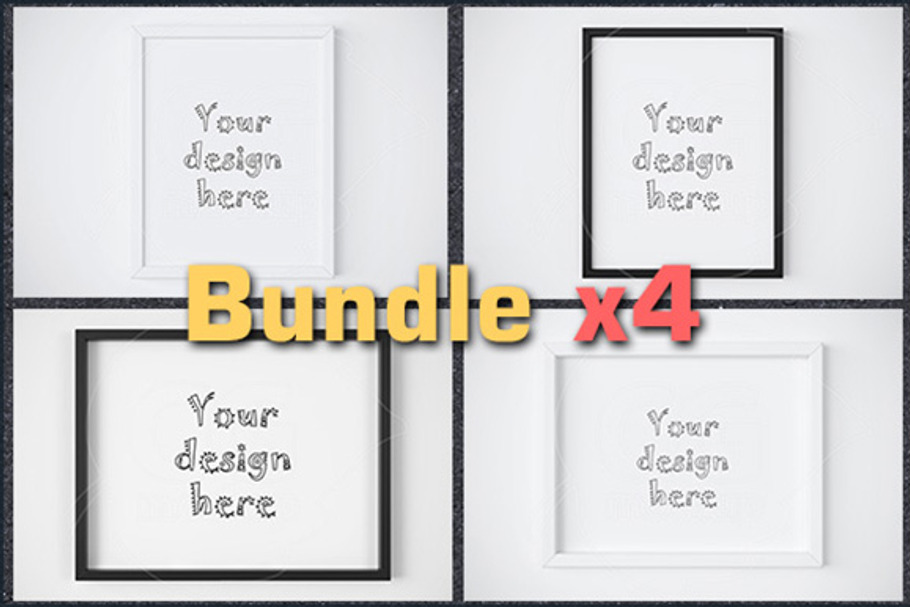 Bundle x4 simple frame basic mockup