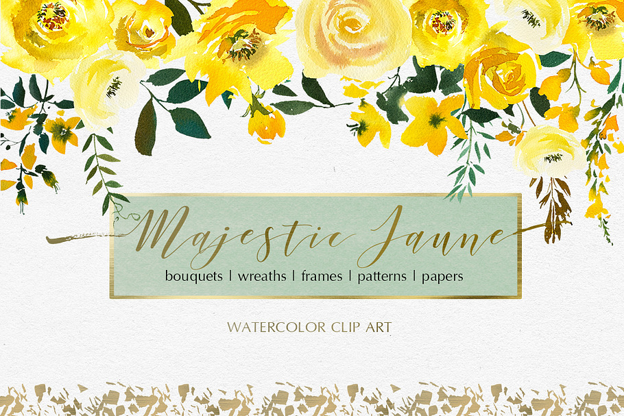 Majestic Jaune Watercolor Florals