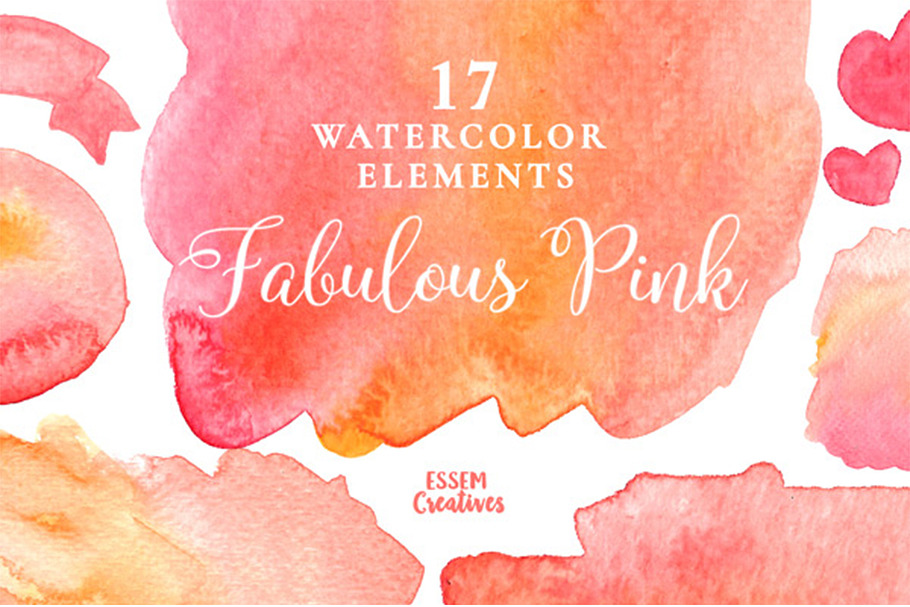 Pink Watercolor Textures & Splashes