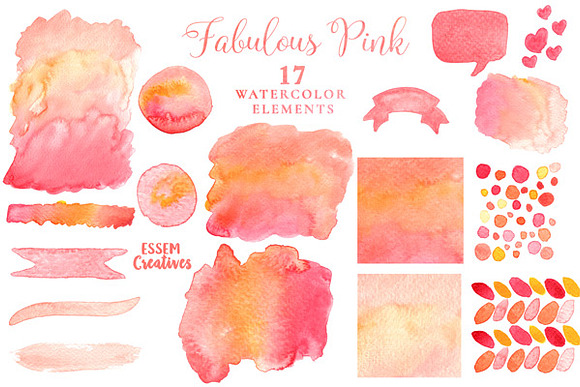 Pink Watercolor Textures & Splashes in Textures - product preview 1