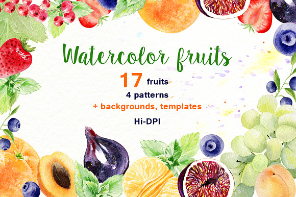 Watercolor fruit set in Illustrations - product preview 6