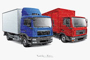 Two European Box Trucks