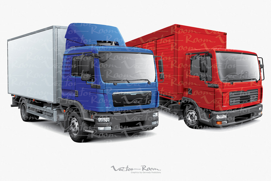 Two European Box Trucks in Illustrations - product preview 8