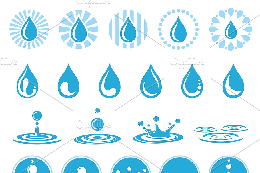 Set of water icons in Graphics - product preview 8