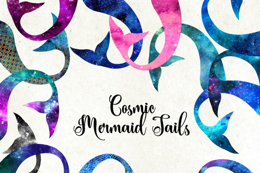 Cosmic Mermaid Tails Clipart