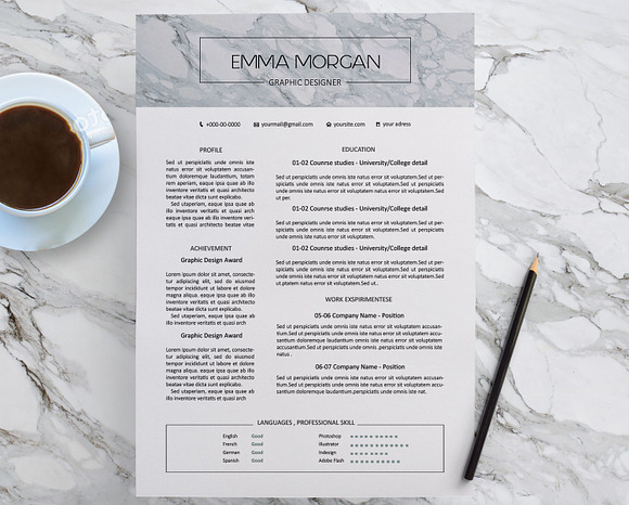 Marble CV / Resume Template / M in Resume Templates - product preview 2