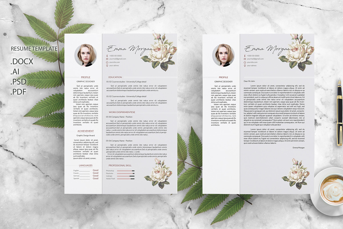 Flower CV / Resume Template / M in Resume Templates - product preview 8