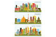 London, Paris, New York Skyline