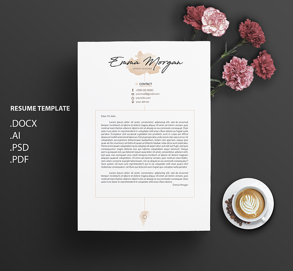 Watercolor CV / Resume Template / M in Resume Templates - product preview 2
