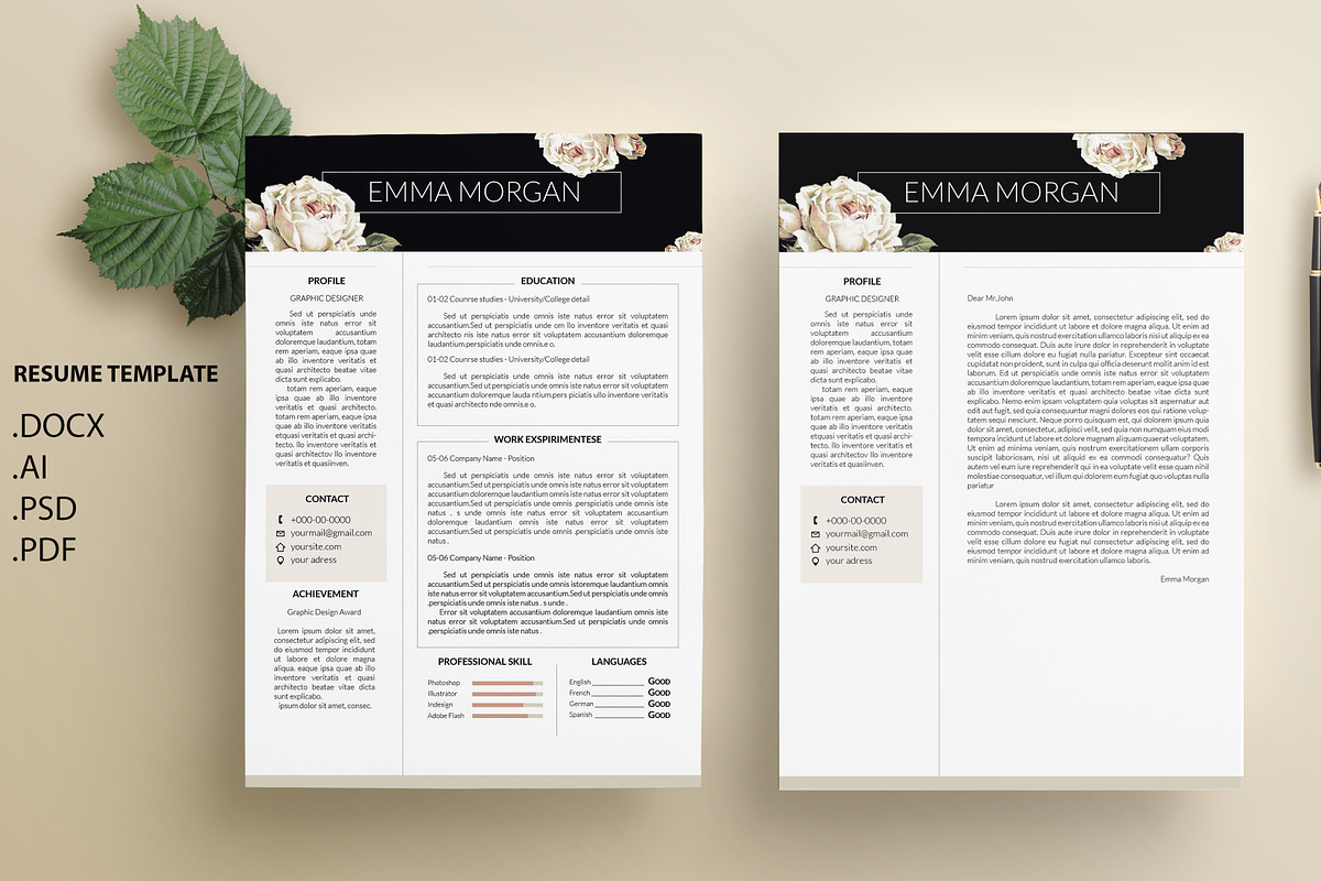 White Rose CV / Resume Template / M in Resume Templates - product preview 8