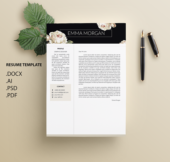 White Rose CV / Resume Template / M in Resume Templates - product preview 1