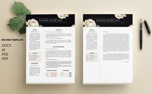 White Rose CV / Resume Template / M in Resume Templates - product preview 3