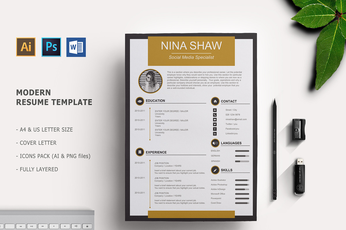 Aurora Resume Template in Resume Templates - product preview 8